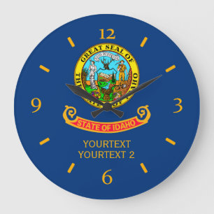 Grande Horloge Ronde Drapeau d'état Idaho personnalisé