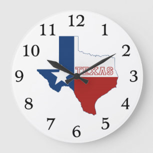 Grande Horloge Ronde Drapeau d'Etat texan Texas Formé Étoile solitaire 