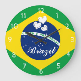 Grande Horloge Ronde Drapeau du Brésil