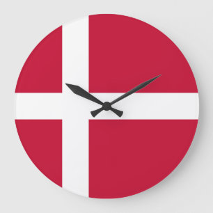 Grande Horloge Ronde Drapeau du Danemark