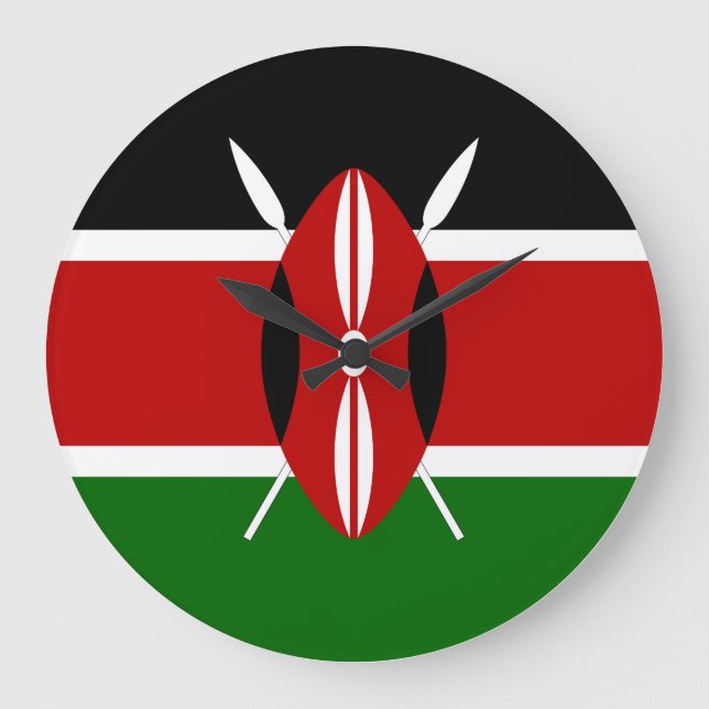 Grande Horloge Ronde Drapeau du Kenya (Recto)