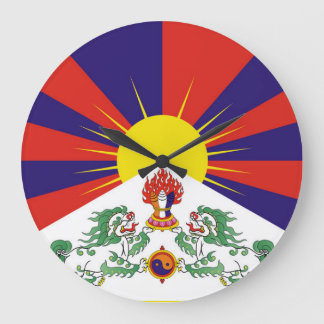 Grande Horloge Ronde Drapeau du Tibet libre