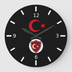 Grande Horloge Ronde Drapeau et emblème de Turkish