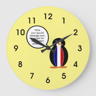 Grande Horloge Ronde Drapeau français parlant M. Penguin