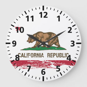 Grande Horloge Ronde Drapeau grunge d'état de la Californie