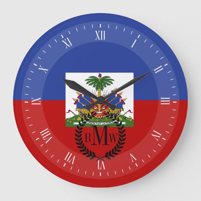 Grande Horloge Ronde Drapeau haïtien classique (Recto)