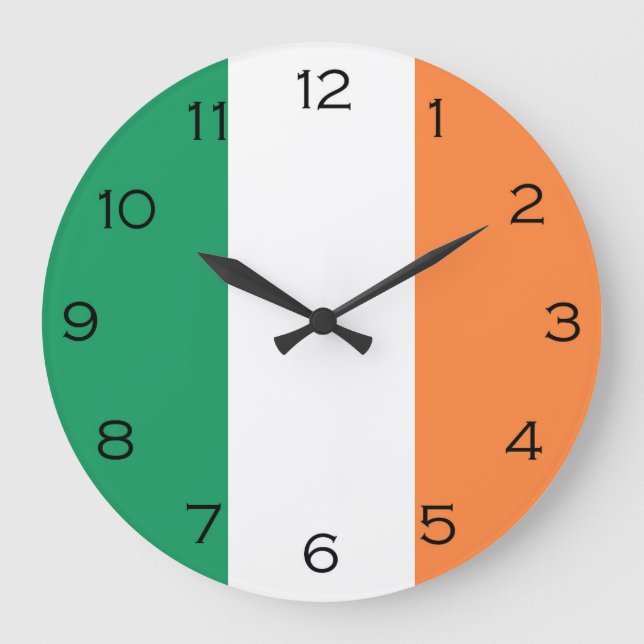 Grande Horloge Ronde Drapeau irlandais noir chiffres WC arc2 (Recto)