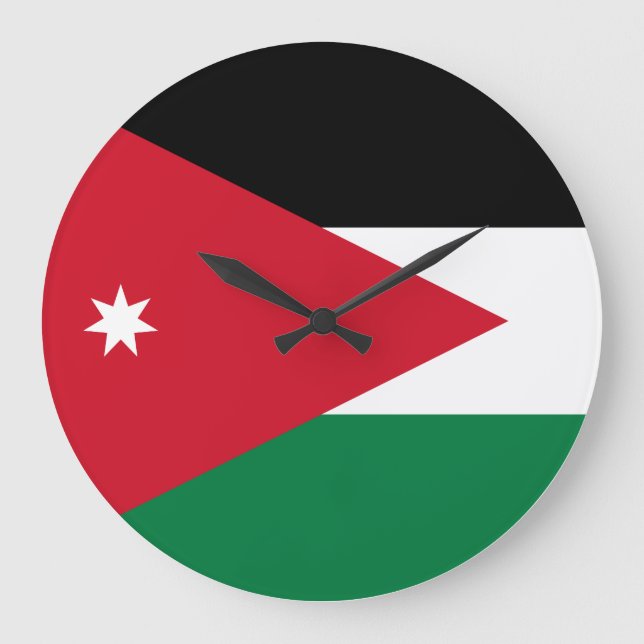 Grande Horloge Ronde Drapeau Jordanie (Recto)