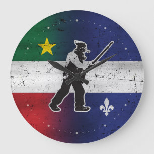 Grande Horloge Ronde Drapeau Québec et Patriote Henri Julien érodé