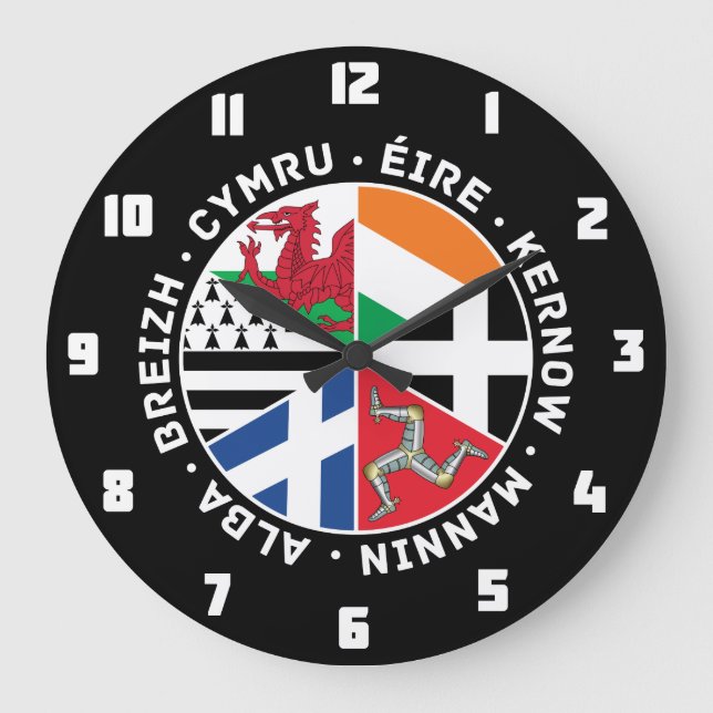 Grande Horloge Ronde Drapeaux des nations celtes (Recto)