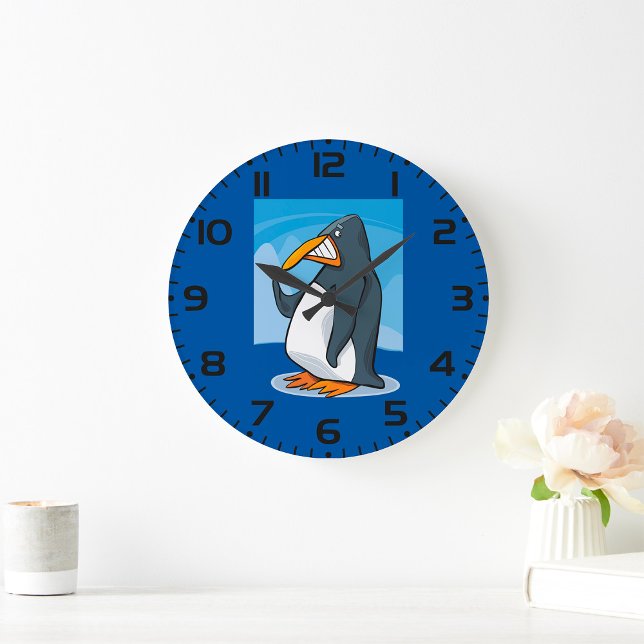 Grande Horloge Ronde Drôle Angry Penguin Cartoon Cool (Créateur téléchargé)