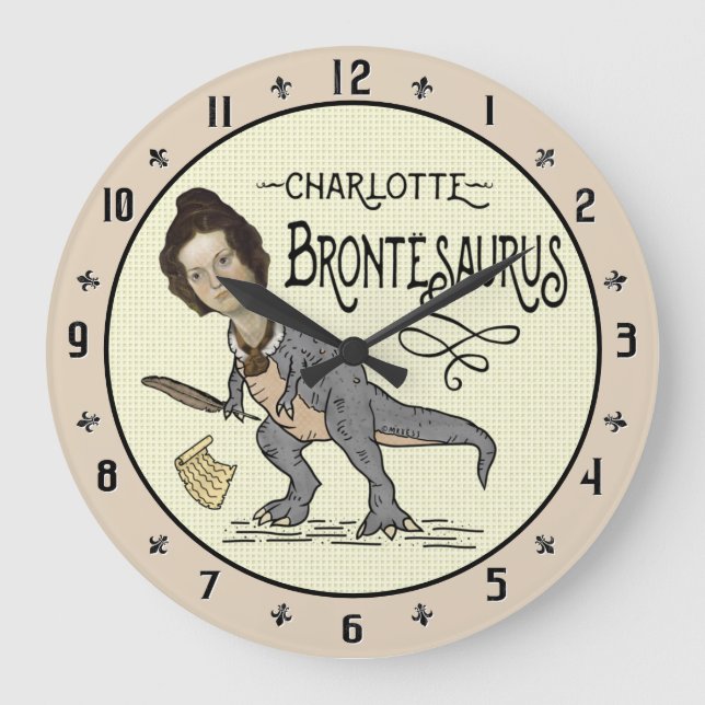 Grande Horloge Ronde Drôle Charlotte Bronte Saurus Dinosaur Lecteur de  (Recto)