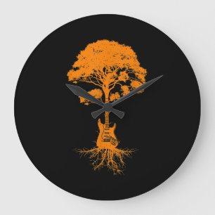 Grande Horloge Ronde Drôle Guitare Acoustique Pour Hommes Femmes Cool G