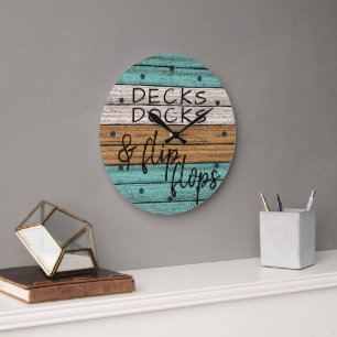 Grande Horloge Ronde Drôle plage de mer Citation été Art