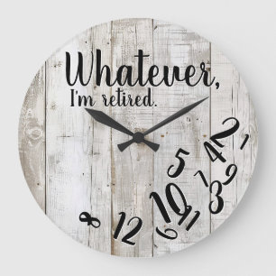 Grande Horloge Ronde Drôle Retraite Je suis retraité Bois rustique Vint