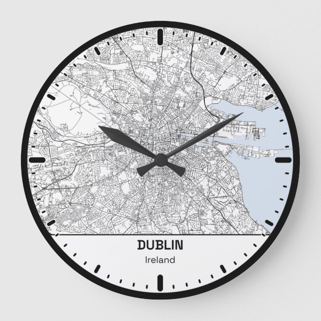 Grande Horloge Ronde Dublin Clock City Line Art Große Wanduhr (Vorderseite)