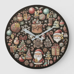 Grande Horloge Ronde Dur Pasteurs Dessiner Motifs de Noël