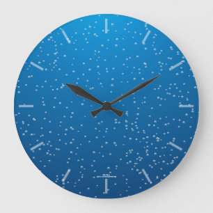 Grande Horloge Ronde Eau Bleue Profonde Avec Petites Bulles
