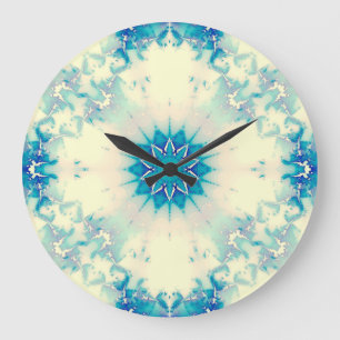 Grande Horloge Ronde Eau congelée Flocon d'hiver bleu gelé
