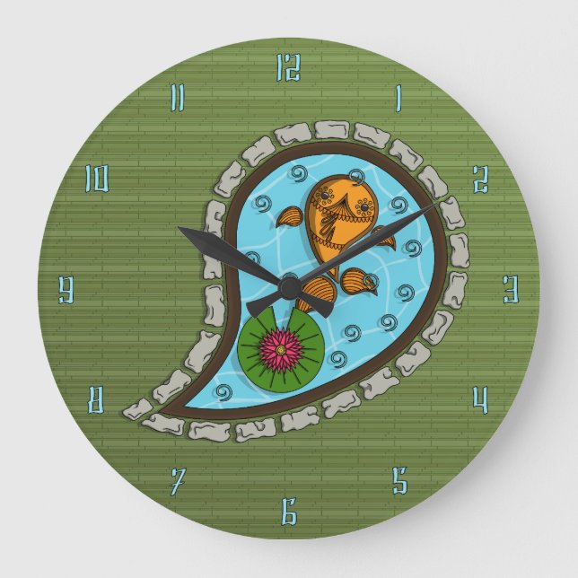 Grande Horloge Ronde Écaille l'horloge de poisson rouge (Recto)