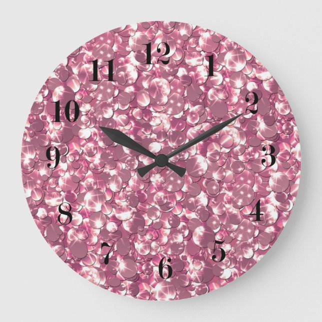 Grande Horloge Ronde Éclaircissement rose brillant parties scintillant  (Recto)