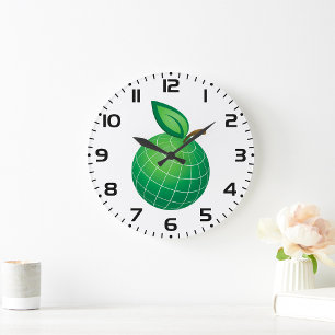 Grande Horloge Ronde Eco Globe Fruit Green Earth Leaf Sphere