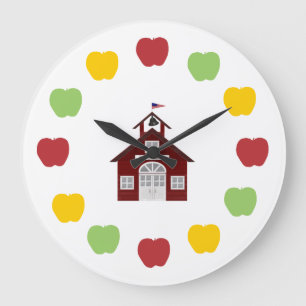 Grande Horloge Ronde École et Pommes