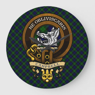 Grande Horloge Ronde Écosse Clan Campbell Badge et Crest