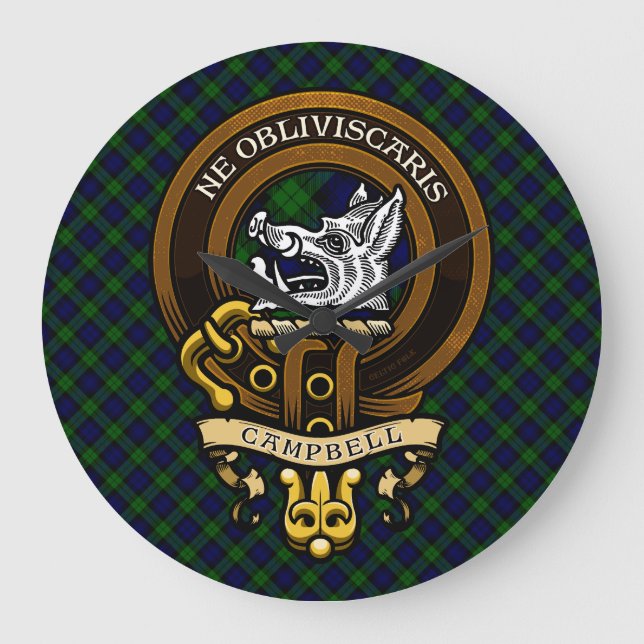 Grande Horloge Ronde Écosse Clan Campbell Badge et Crest (Recto)