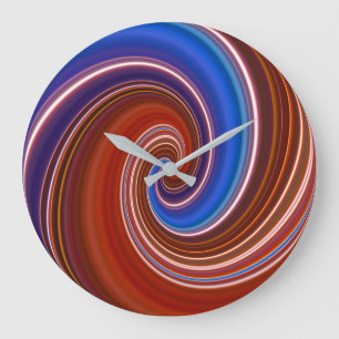 Grande Horloge Ronde Écran de peinture bleu/rouge