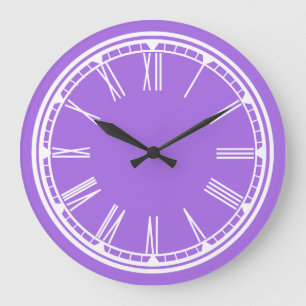 Grande Horloge Ronde Écran mauve solide, vert mauve, blanc et blanc