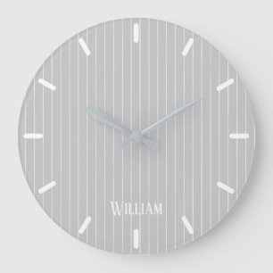 Grande Horloge Ronde Écrans gris clair personnalisés