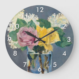 Grande Horloge Ronde Edouard Manet - Lilas et Roses