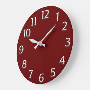 Grande Horloge Ronde Effet 3D Minimalisme gris argent Bourgogne moderne
