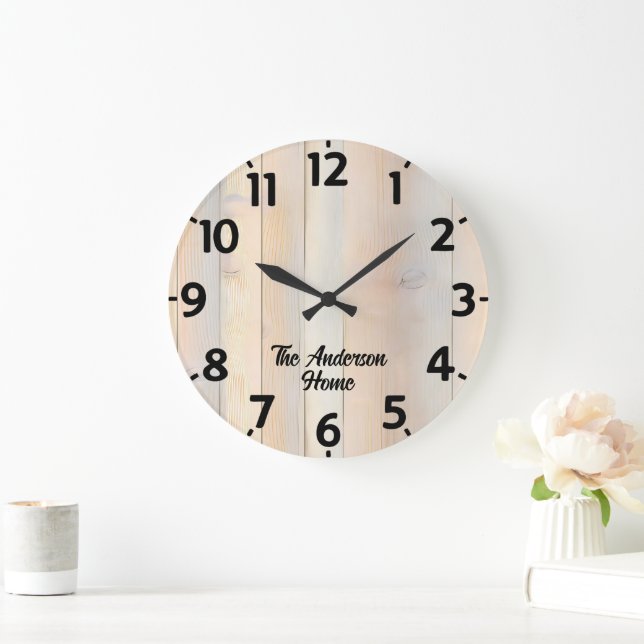 Grande Horloge Ronde Effet Bois Blehed (Maison)