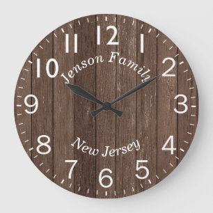 Grande Horloge Ronde Effet bois rond