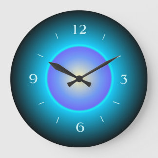 Grande Horloge Ronde Effet lumineux cadenas vert/aqua/mauve