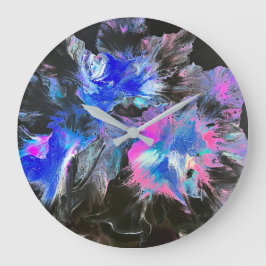Grande Horloge Ronde Electric Bloom Abstract Clock