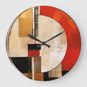 Grande Horloge Ronde Elégance céleste : Exploration Abstraite en beige