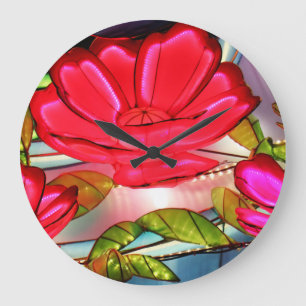 Grande Horloge Ronde Élégance Électrique en Rose