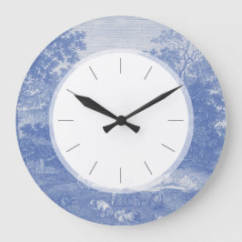 Grande Horloge Ronde Élégance minable de pays de Blue Toil de Jouy
