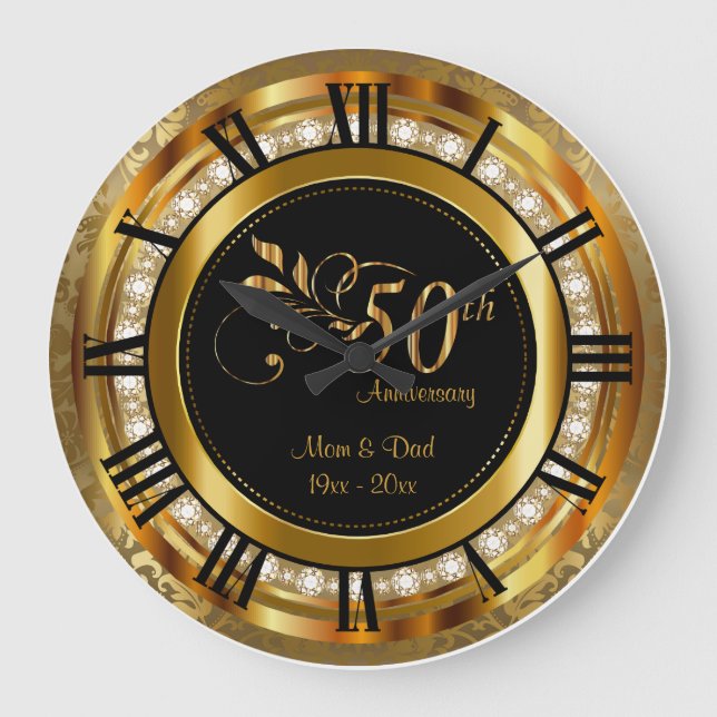 Grande Horloge Ronde Élégant 50e anniversaire de diamant d'or (Recto)