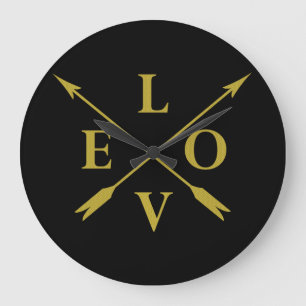 Grande Horloge Ronde Élégant Amour Monogramme Moderne
