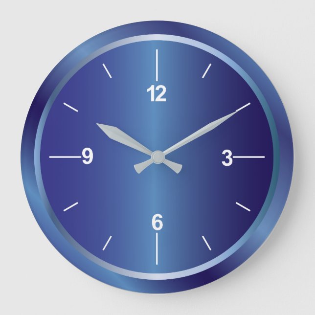 Grande Horloge Ronde Elegant blue round wall clock (Recto)