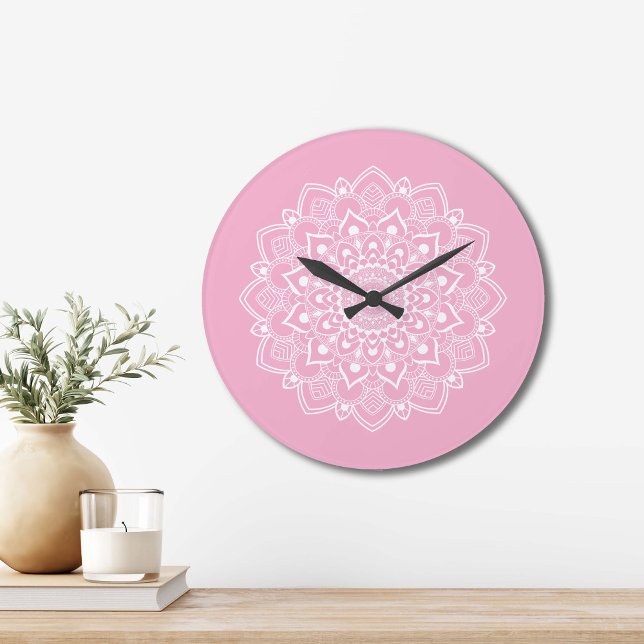 Grande Horloge Ronde Elegant Boho Mandala  (Créateur téléchargé)