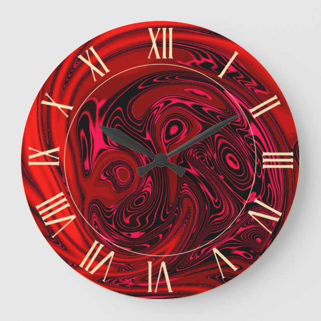 Grande Horloge Ronde Elégant Cheval Rouge Dragon de luxe Abstrait (Recto)