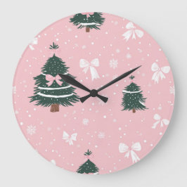 Grande Horloge Ronde Elegant Christmas Wall Clock – Festive Winter Time