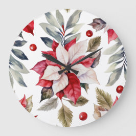 Grande Horloge Ronde Elegant Christmas Wall Clock – Festive Winter Time