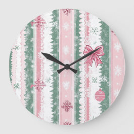 Grande Horloge Ronde Elegant Christmas Wall Clock – Festive Winter Time