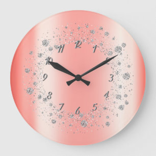 Grande Horloge Ronde Elégant Confetti Silver tendance